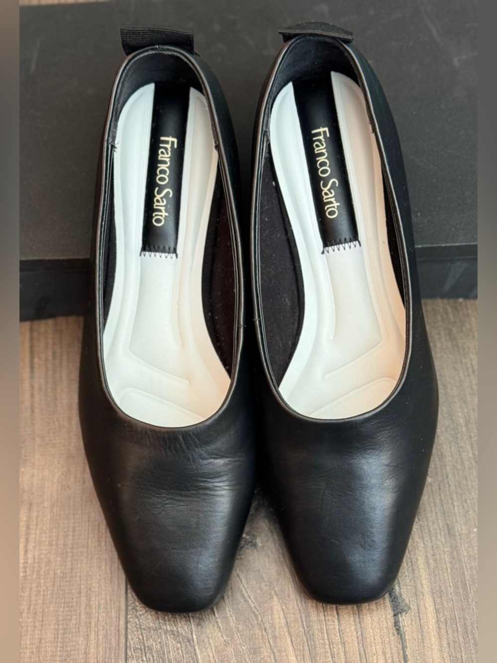 Franco Sarto Black Leather Vana Ballet Flats Size 6M